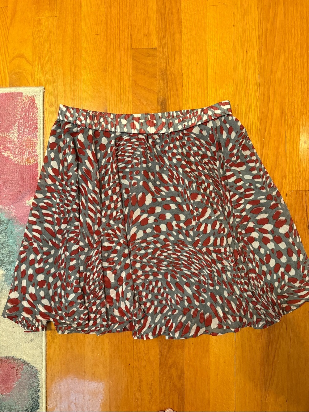 Banana Republic Red & Gray Swirl Skater Skirt